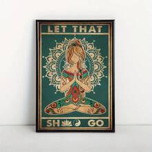 1 Pieza Póster de Impresión de Pintura en Lienzo Vintage, Chica de Yoga Inspiradora Let That Damn Stay Wild Moon Arte de Pared para Niños, Adecuado para Decoración del Hogar Decoración de Habitaciones Póster en Lienzo, Sin Marco - transparente - Ver 8