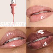 HUDA BEAUTY Lip Gloss Plumper For Fenty Beauty High-Shine Non-Sticky Formula With Vitamin E Lip Filler Effect & Hydrating Gloss 0.13 Oz/3.9 ML-Faux Filler Shiny Non-Sticky Lip Gloss-Size 0.13 Oz / 3.9 ML - She Flirty - 查看 4