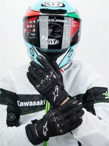 Alpinestars Moto Alpines SMX-1 AIR V2 越野摩托车摩托车赛车触摸屏皮革碳纤维摩托手套 - 黑色 - 查看 9