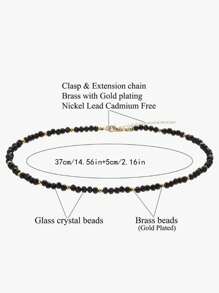 1 pieza Collar gargantilla de  negro y cuentas de color dorado para mujer, Sencillos y delicados collares de cuentas para adolescentes, joyería elegante