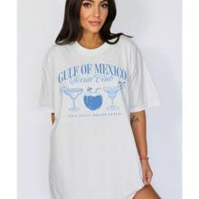 Social Club Shirt, Tee Shirt Gift For Democrat,Funny Political Tee, Womens Shirt, Machine Washable,  Suitable For All Seasons, Women's T-Shirt, Comfortable Cotton Material, Skin Friendly, Soft And Cool, Summer Women's T-Shirt Clothing - 白色 - 查看 4