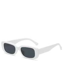 2pcs/Set Women's Black White Plastic Frame Square Beach Fashion Glasses Fashionable For Summer Beach Vacation,Outdoor,Travel