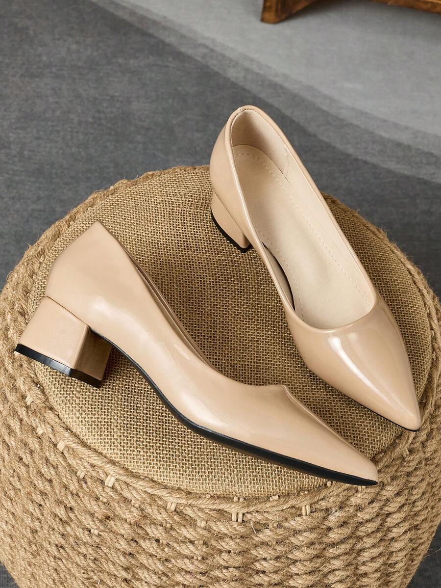 MonaNise 女款時尚尖頭低楦頭海軍藍石紋杏色鞋跟高跟鞋，適合度假旅行購物戶外，紅黃復古休閒百搭高級黑色鞋