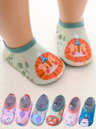 1 双婴幼儿防滑袜子男童女童游泳冲浪运动鞋儿童地板袜宝宝小孩卡通泳池沙滩水鞋袜子