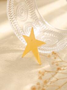 1 件时尚五角星戒指，不对称光滑星形极简主义配饰，适合日常佩戴和节日礼物