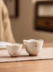 1 件手绘粉色兰花图案陶瓷功夫茶杯、品茶杯、女士茶具套装（返校季）