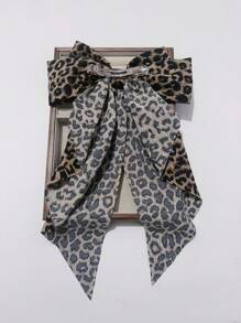 1pc Women Bowknot Ribbon Hair Clip, Daily Wear Accessories (Leopard/Floral Print Random)