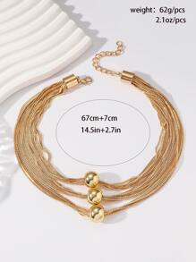 New Exaggerated Punk Multi-Layer Chain Pendant Niche Minimalist Geometric Sphere Personalized Necklace Jewelry - Multicolor - View 8