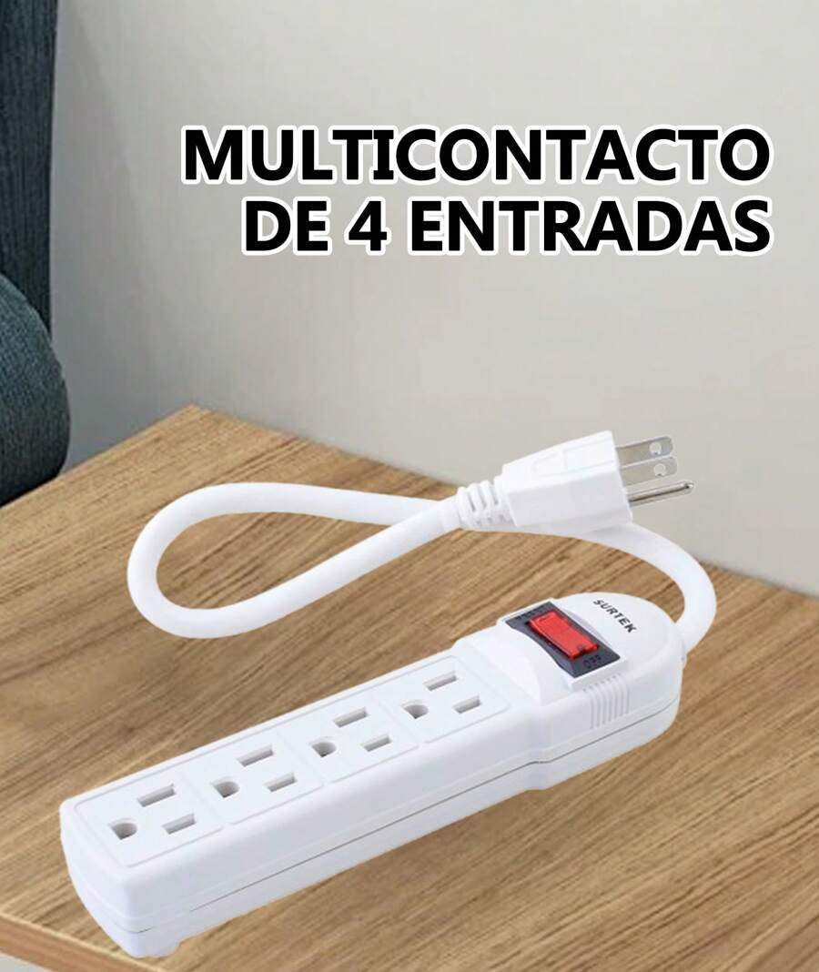 Regleta multicontactos electricos con 6 salidas 0.3m con interruptor color blanco - 4 entradas - Ver 1