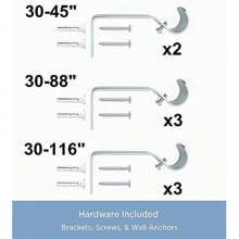 Yafa Home Fashion Adjustable Curtain Rod For Windows, 3/4 Inch Pole Single Curtain Rod With Ball Finials, All Hardware Included. (Black, 30" - 45") - Silver - View 5