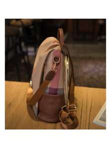 Fashion Women's PU Laptop Backpack Bag Anti-Theft And Waterproof - Rust Brown - View 3