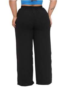 Wide Leg Plus Size Trousers Fashion Comfort - màu đen - Xem 6