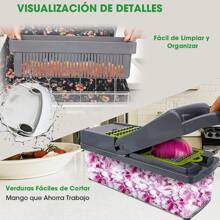 14 In 1 Vegetable Cutter With Container, Portable Manual Food Chopper For Potatoes, Onions, Salads, With Vegetable Peeler - Grey - View 5