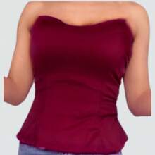 Top Strapless Ajustado con Vuelo Bajo, Escote de Corazon y Resorte en Espalda | Sudan - Vino - Ver 1
