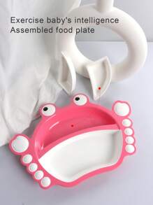 1pc Baby Crab Shaped PP Material Divided Plate, Food Categorized, Suitable For Toddlers Learning To Eat