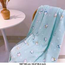 WholeNight 1pc Ins Cartoon Plush Throw Blanket, Soft & Skin-Friendly Flannel Blanket, Lightweight For Spring/Summer/Autumn, Suitable For Indoor, Camping, Air-Conditioned Room, Sofa, Home, Both Boy And Girl Love Valentine - White - View 9
