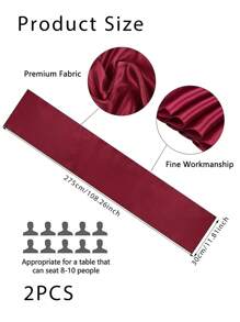 Set de 2 piezas/10 piezas Manteles de tela satinada multicolor de 30*275cm de largo, telas de alta calidad y suavidad sedosa para bodas, fiestas de cumpleaños, banquetes, graduaciones, decoración de eventos de compromiso, también se puede usar como faja para sillas o accesorio