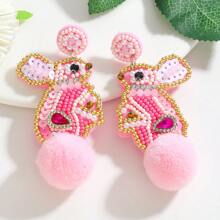 1 对可爱米珠复活节彩蛋耳环、米珠粉红兔子毛绒耳环、米珠萝卜耳环、米珠孵化小鸡耳环，适合女性在复活节佩戴 - 復活節 - 查看 8