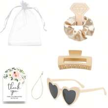 伴娘求婚礼品套装，包含方形弹性发夹和单身女郎心形眼镜，婚礼单身派对用品，情人节、母亲节、友情礼物 - 如圖 - 查看 9