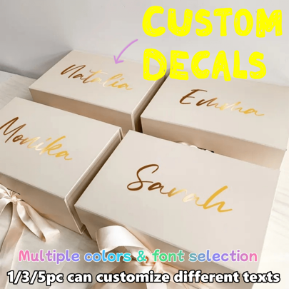 Solo calcomanías personalizadas, calcomanías de nombre personalizadas, pegatinas de texto personalizadas de 3-6 pulgadas, 1/3/5 piezas de pegatinas de etiqueta de nombre personalizadas para cajas de regalo, cocina, dormitorio, oficina y fiesta de boda, cajas de regalo para damas de honor, minimalista