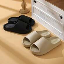 女士夏季室内家居浴室防滑软底拖鞋，EVA 情侣沙滩拖鞋，女士夏季 - 黑色 - 查看 3