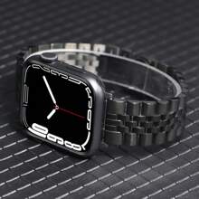 Pulseira de Aço Inoxidável Compatível com Apple Watch Ultra 2 Banda 49mm 40mm 44mm 42mm 38 Bracelete de Metal para Relógio Séries 8 7 6 SE 5 4 3 45mm 41mm WatchBand