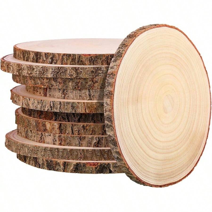 10 Pack Large Wood Slices For Centerpieces Unfinished Rounds Wood Slabs ...
