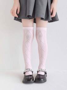 1 Pair Kids Thin Knee-High Socks,Princess Design Leg Warmers,Versatile Mesh Long Stockings For Girls, Spring/Summer