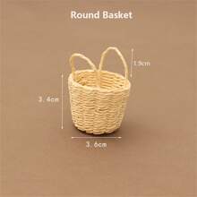 1pc Creative Realistic Mini Handheld Basket Model, Miniature Fruit Container Decor