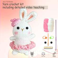 DIY Dance Rabbit Crochet Kit For Beginners, Amigurumi Stuffed Animals - Gift Animal Crochet Starter Kit All-In-One Complete Crochet Kit Learn To Crochet Sets With Instructions And Step By Step Video Tutorials For Adults Cute Animal Doll DIY Crafts For Home Decor