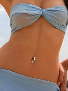 1 件 S925 纯银肚脐 锆石肚脐 银肚脐环 小肚脐 Mimi 肚脐首饰 - 單隻肚臍環 - 查看 6