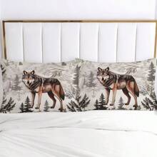 Bộ chăn ga gối thời trang 3 món, Bộ chăn ga gối in họa tiết nghệ thuật Wolf & Forest Totem, Bộ chăn ga gối mềm mại và thoải mái cho phòng ngủ và phòng khách (1*Chăn ga gối + 2*Vỏ gối, Không có lõi) - Nhiều màu - Xem 7
