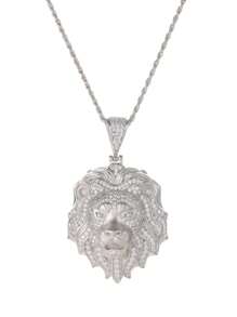 1pc Personalized Hip Hop Style S925 Sterling Silver Zirconia Lion Head Pendant Necklace, Unisex, Suitable For Party, Stage, Street Music Festival, Holiday Gift - Multicolor - View 7