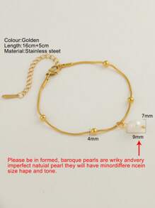 1 件百搭不对称淡水珍珠手链，串珠细节蛇形设计女士手链，理想的复活节礼物珠宝 - 不規則珍珠手鍊 - 查看 5