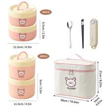 Portable 304 Stainless Steel Thermal Lunch Box With Cutlery&Lunch Bag, Cute Capybara Pattern Leak Proof Bento Box, Microwave Safe&Hot Water Heating, Insulated Anti Scalding Lunch Container, Reusable Fruit Salad Food Storage Container, Suitable For Student And Adult Use In School, Office, Outdoor Camping, Picnic, Travel
