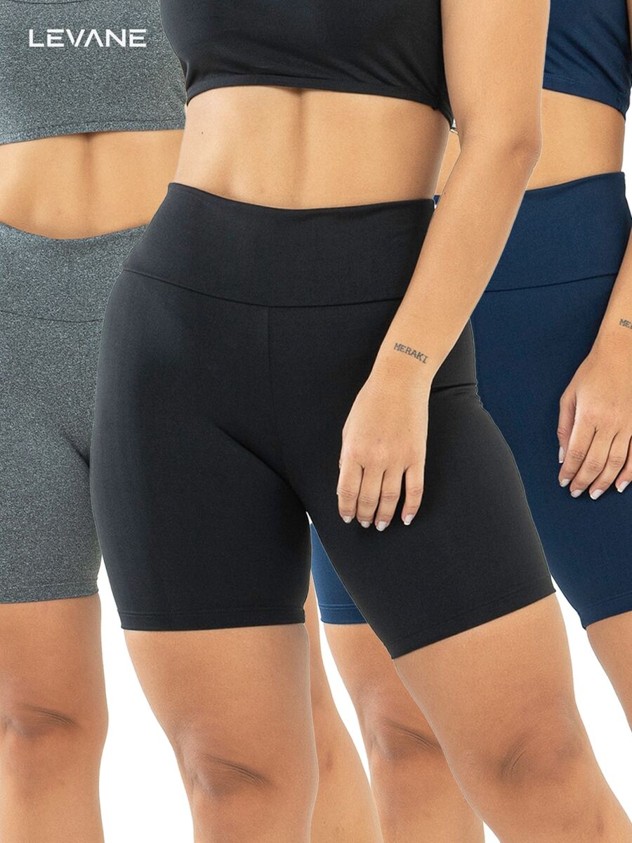 Kit 3 Short Fitness Legging Gym Women - Biru - View 1