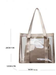 Large Capacity Clear Beach Shoulder Bag, Transparent Tote Bag For Women, Gift For Holiday, Casual Style, Suitable For High School, College, University Students, Fitness, Yoga, Travel, Mommy Bag, Celebrity Same Style Premium Handbag