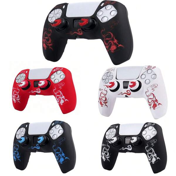 RALAN Clouds Dragon Controller Skin Cover For Playstation 5 Controller, RALAN 1 Controller Protector Case+2 Customised Thumb Grips Caps