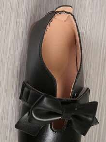 1 para dziewczęcych płaskich butów z kokardą i rzepem, okrągłe noski, urocze mokasyny, dziecięce buty do tańca odpowiednie dla dziewczynek w wieku 3-7 lat, wiosna