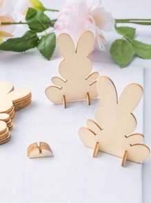 10 pièces Décoration de Pâques de lapin DIY, découpes de lapin 3D en bois brut debout pour ornement, artisanat pour la peinture DIY, décoration de table pour Pâques, cadeau d'anniversaire