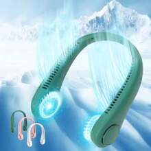 便携式无叶个人风扇，3 档速度设置，强劲气流，适合旅行、户外、室内使用 - 彩色 - 查看 3