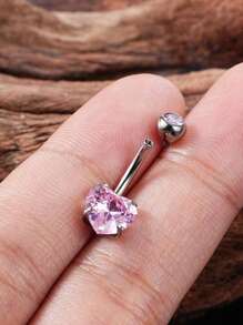 1 Stück 14G Titan Herz rosa CZ Bauchnabel Piercing gebogener Stab mit Innengewinde, Bauchnabel Schmuck, Geschenk für sie, 8mm 10mm 12mm 14mm 16mm - Herz - Übersicht 9