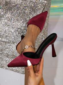 Black High Heel Shoes, Fashionable Sexy Nightclub Lady Runway Party Women's Closed Toe High Heel Shoes, Slingback Mule Shoes, Satin Slide Sandals With Backstrap