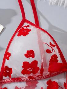 Camisón de malla y encaje sexy para mujer con lencería ajustada cómoda y conjunto de tanga a juego