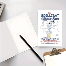 1Pc Cute Birthday Card For Grandson, Paper Material, Perfect For Grandparents To Wish Their Grandson A Happy Birthday, Enjoy Everything You Do, Suitable For Birthday Parties. - Multicolor - View 4
