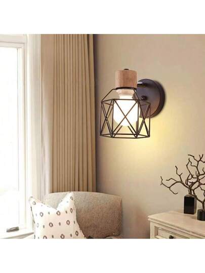 Chinese Retro Minimalist Bar/Hallway/Courtyard Creative Bedside Wand Lamp, Wooden Lighting Fixture view 3