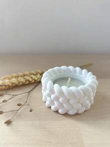 1 件装绳子设计蜡烛杯底座硅胶模具 DIY 石膏混凝土模具绳结形状烛台装饰饰品树脂模具工艺品 - 白色 - 查看 8