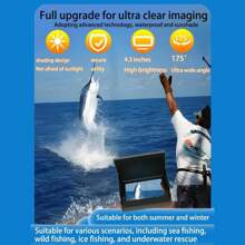 Underwater Fishing Camera, 4.3 Inch HD Waterproof Ice Fishing Camera Professional Fish Finder With Monitor Holder For Ice Lake Sea Boat Fishing