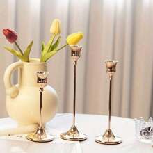 3pcs/Set Vintage Creative European Style Metal Candle Holders, Simple Design Decor For Wedding, Bar, Party, Living Room, Dining Room Gifts Birthday Graduation