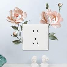 1pc 2D Pink & White Floral Switch Sticker, Self-Adhesive Removable Bedroom Outlet Decorative Sticker, Slight Color Difference May Exist Due To Lighting Conditions - Multicolor - View 9